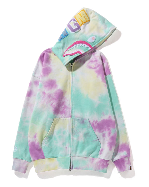 Sweat à Capuche Bape Tie-Dye Shark Oversized Full Zip Multicolore Femme | RHY-41198904