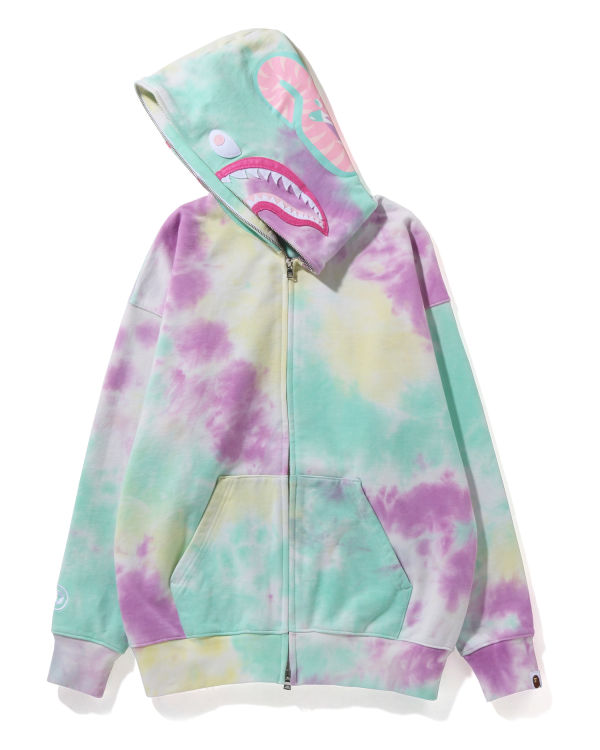 Sweat à Capuche Bape Tie-Dye Shark Oversized Full Zip Multicolore Femme | RHY-41198904