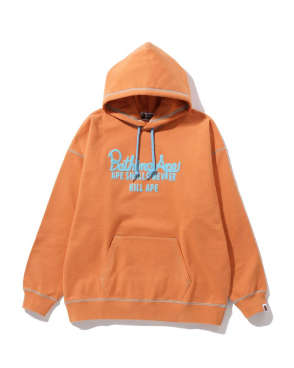 Sweat à Capuche Bape Color Stitching Oversized Pullover Orange Femme | FNR-66939723