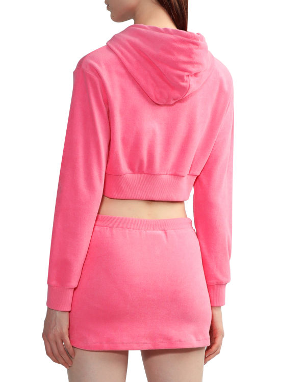 Sweat à Capuche Bape Towelling zip-up crop Rose Femme | LVO-46296144