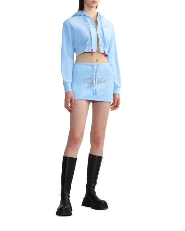 Sweat à Capuche Bape Towelling zip-up crop Bleu Femme | CJO-63050241