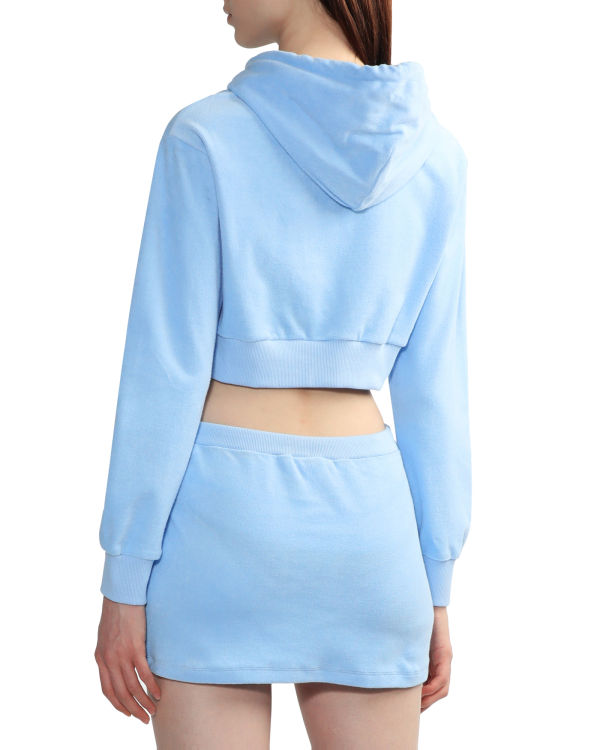 Sweat à Capuche Bape Towelling zip-up crop Bleu Femme | CJO-63050241