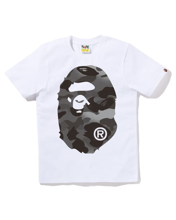 T Shirts Bape Grid Camo Big Ape Head Blanche Femme | GKY-90413299