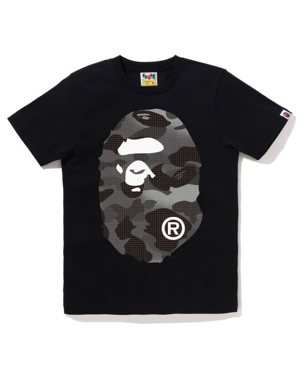 T Shirts Bape Grid Camo Big Ape Head Noir Femme | EJQ-51579893