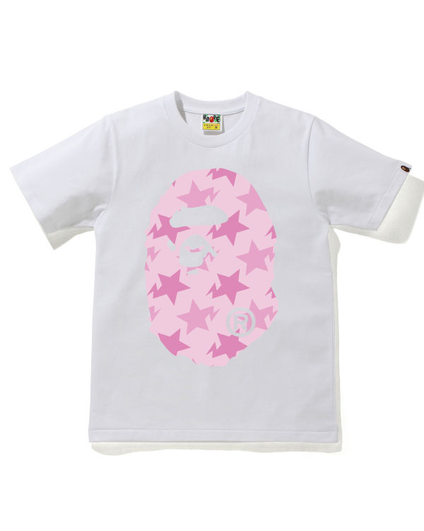 T Shirts Bape STA Pattern Big Ape Head Blanche Femme | KQD-24002559