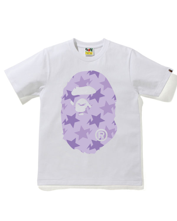 T Shirts Bape STA Pattern Big Ape Head Blanche Femme | PCI-35742237