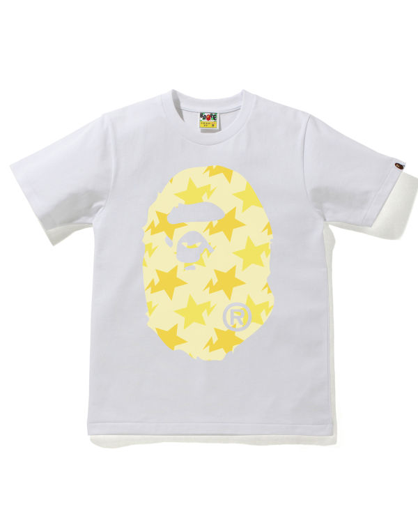 T Shirts Bape STA Pattern Big Ape Head Blanche Femme | REM-67566090