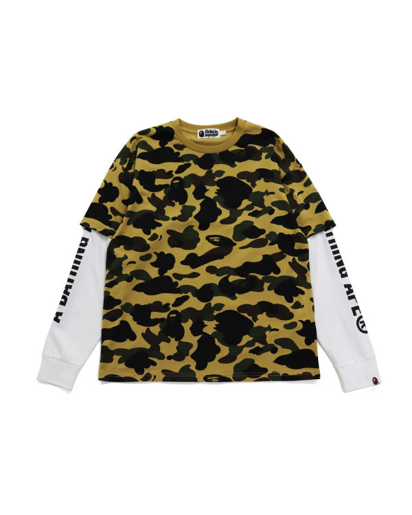 T Shirts Bape 1st Camo Oversized L/S Kaki Femme | GXB-28910864