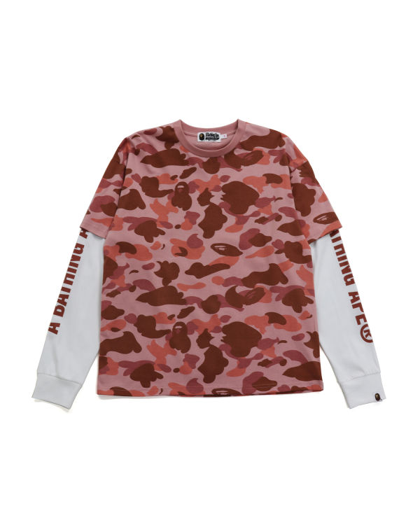 T Shirts Bape 1st Camo Oversized L/S Rose Femme | DEW-63618341