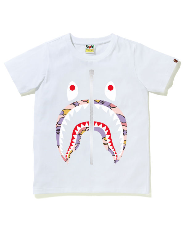 T Shirts Bape STA Camo Shark Blanche Femme | JGL-32413128