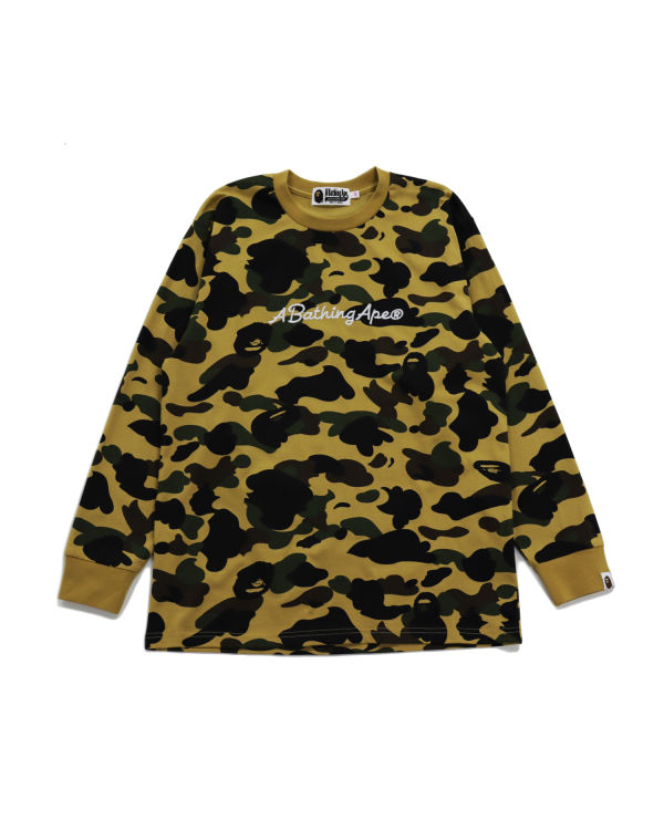 T Shirts Bape 1st Camo Oversized L/S Kaki Femme | ELJ-35252338