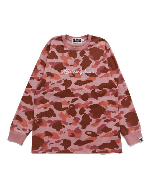 T Shirts Bape 1st Camo Oversized L/S Rose Femme | NXS-92350088