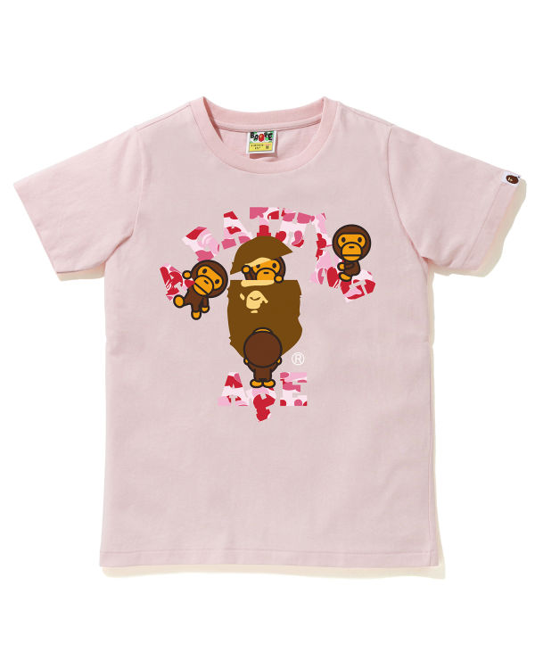 T Shirts Bape ABC Camo College Milo Rose Femme | RQO-23236595