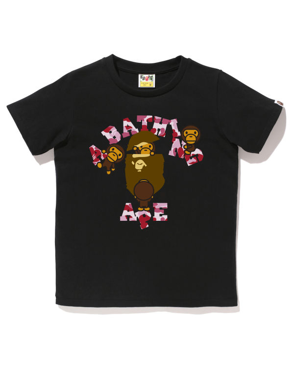 T Shirts Bape ABC Camo College Milo Noir Femme | XGO-12089639