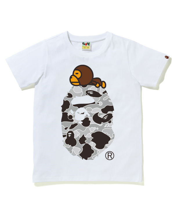 T Shirts Bape STA Camo Milo On Big Ape Blanche Femme | NNW-52309520