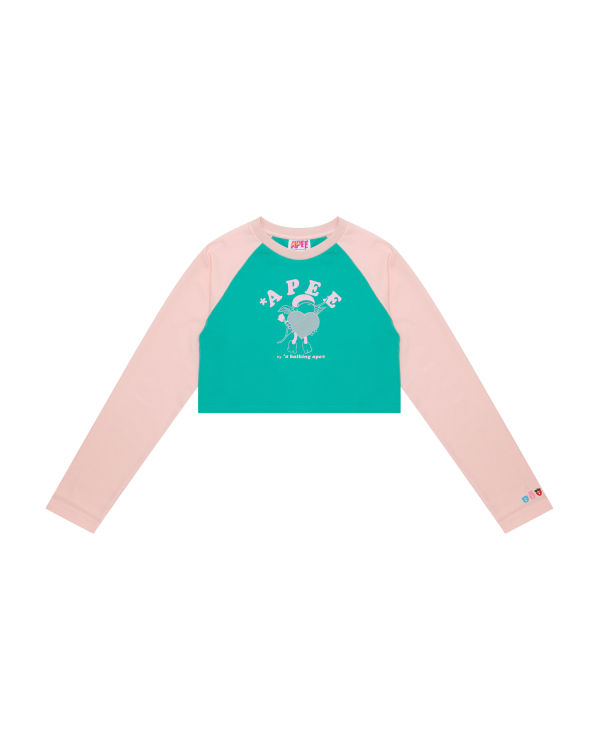 T Shirts Bape Graphique long sleeve raglan Rose Femme | TSU-17380164