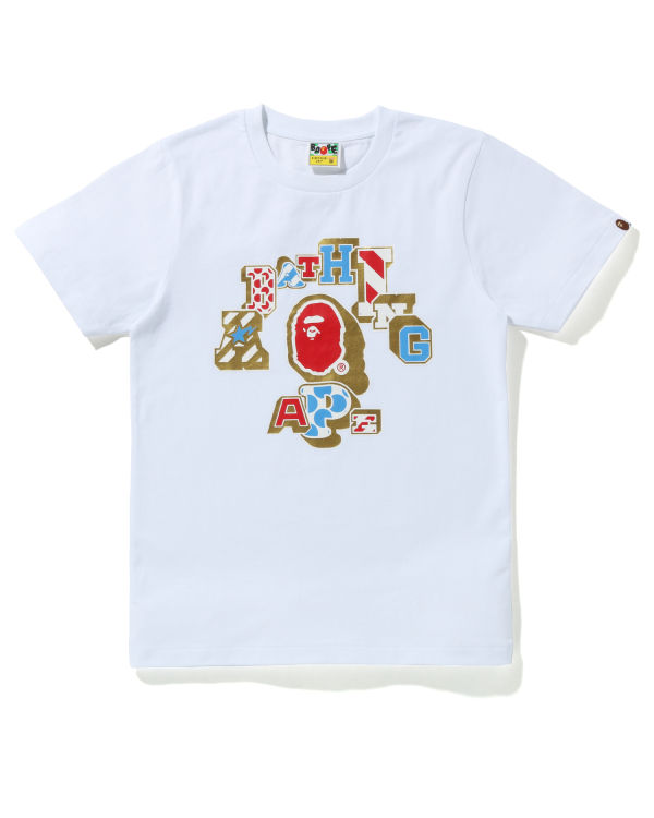 T Shirts Bape Mix Patched College Blanche Femme | VIO-54651464