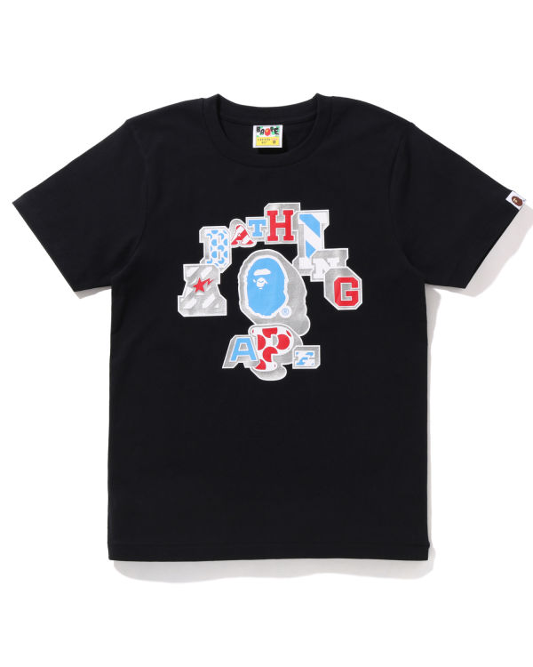 T Shirts Bape Mix Patched College Noir Femme | ZIY-55295213