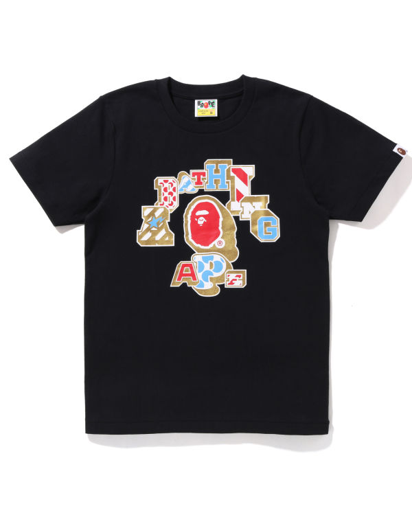 T Shirts Bape Mix Patched College Noir Femme | VRK-98828737