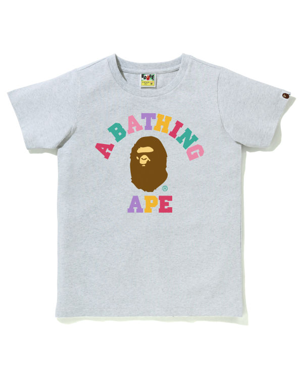 T Shirts Bape Colors College Grise Femme | FFQ-99902192