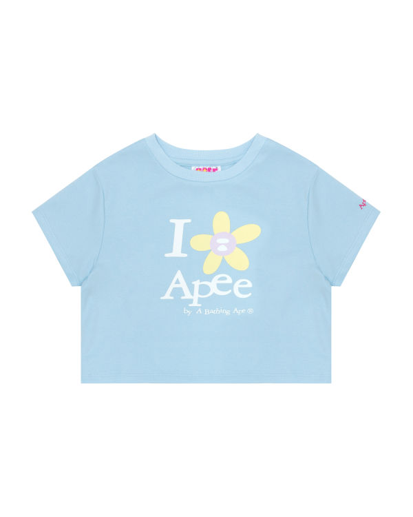 T Shirts Bape Flower cropped Bleu Femme | NGK-79406853