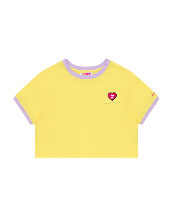 T Shirts Bape Heart cropped Jaune Femme | FEJ-07258578