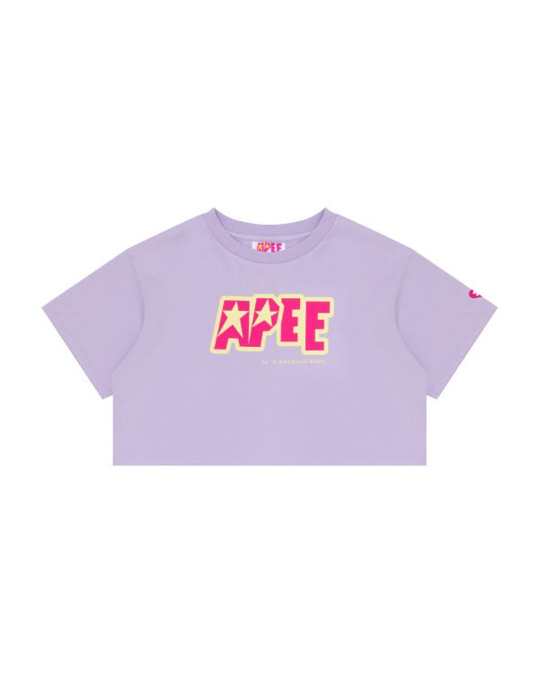 T Shirts Bape Double logo cropped Violette Femme | XAD-82630363