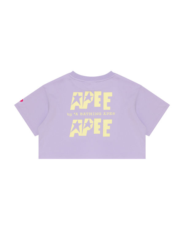 T Shirts Bape Double logo cropped Violette Femme | XAD-82630363