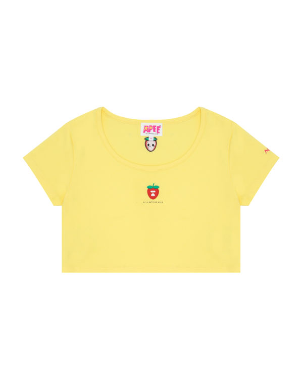 T Shirts Bape Logo berry Citron Jaune Femme | DZJ-74194428