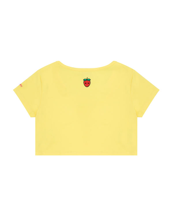 T Shirts Bape Logo berry Citron Jaune Femme | DZJ-74194428