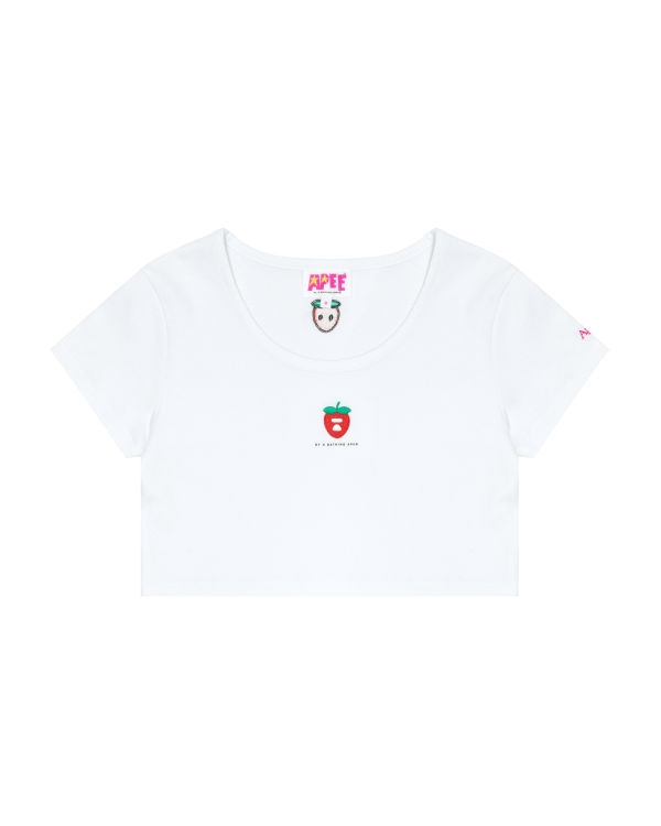 T Shirts Bape Logo berry Blanche Femme | OYQ-93410483