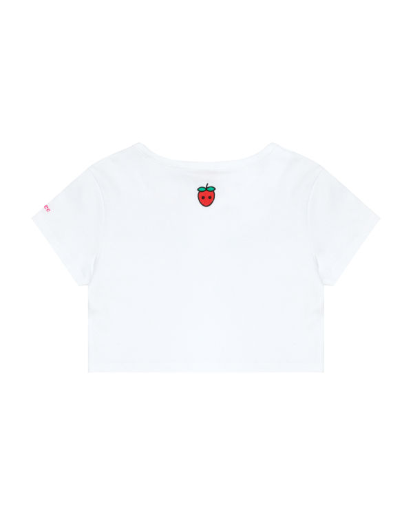 T Shirts Bape Logo berry Blanche Femme | OYQ-93410483