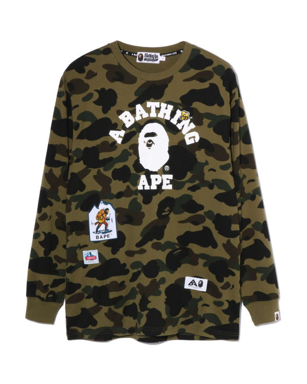 T Shirts Bape Multi Label 1st Camo L/S Vert Femme | DQN-58723789