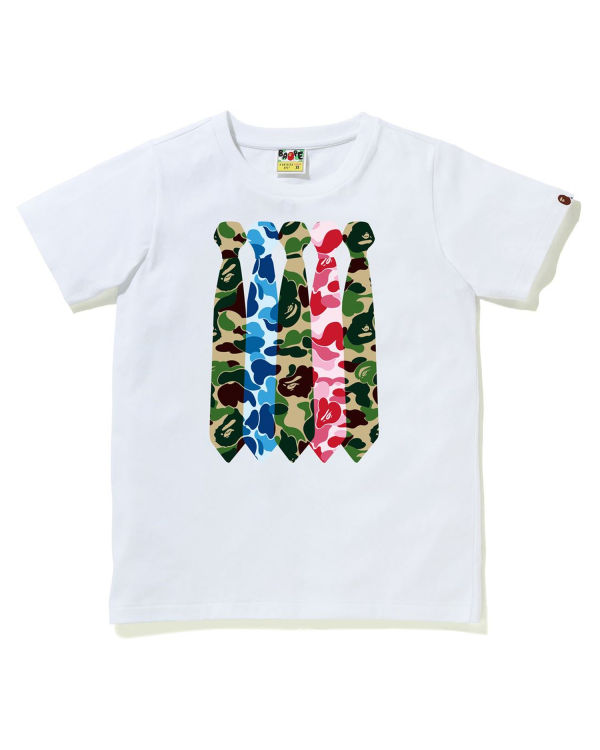 T Shirts Bape ABC Camo Neck Blanche Femme | PUJ-80870807