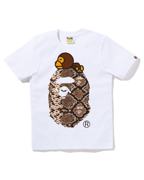 T Shirts Bape Snake Milo On Big Ape Blanche Femme | HNL-90200607