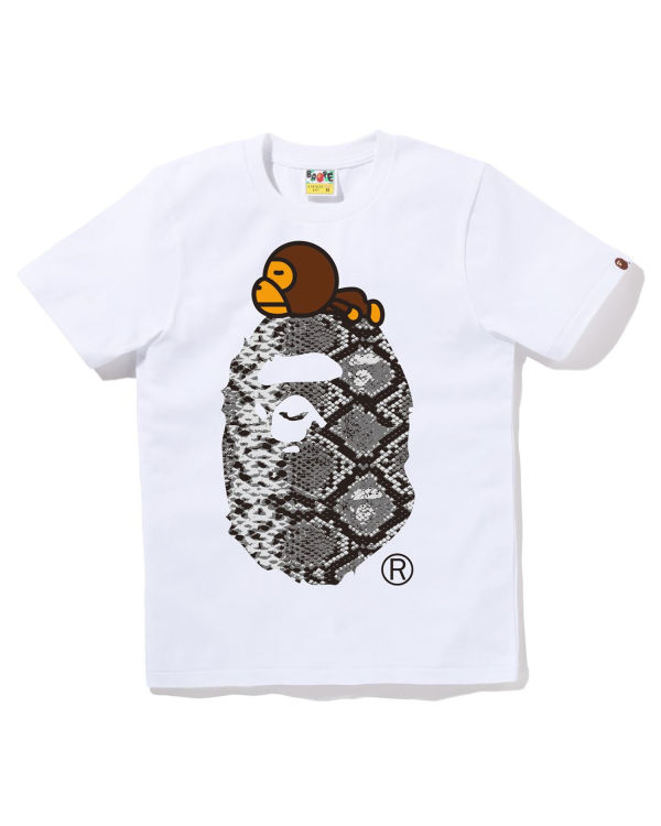 T Shirts Bape Snake Milo On Big Ape Blanche Femme | BLK-58446452