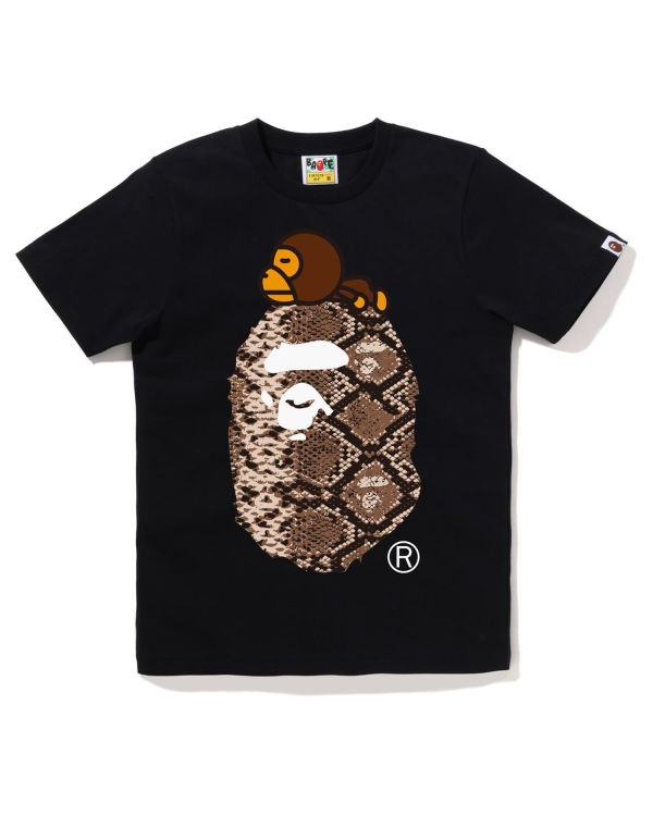 T Shirts Bape Snake Milo On Big Ape Noir Femme | EZK-43788522