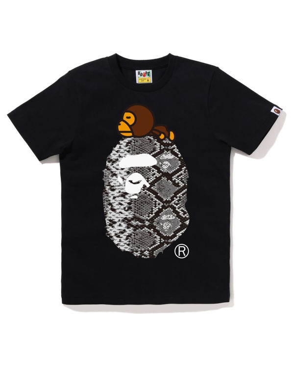 T Shirts Bape Snake Milo On Big Ape Noir Femme | HPH-63346781