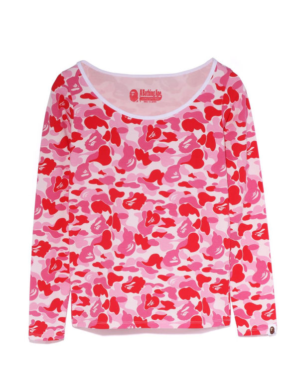 T Shirts Bape ABC Camo L/S Rose Femme | HRA-19280481