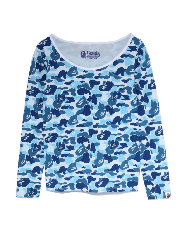 T Shirts Bape ABC Camo L/S Bleu Clair Femme | FTL-66975990