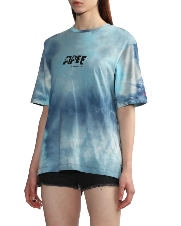 T Shirts Bape Tie-dye graphic slit Bleu Femme | KAE-88079076