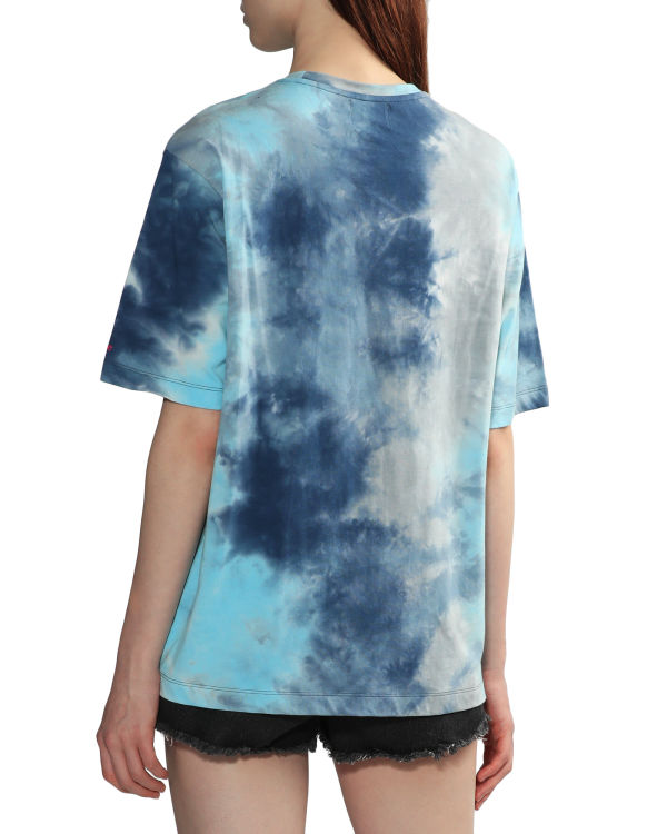 T Shirts Bape Tie-dye graphic slit Bleu Femme | KAE-88079076