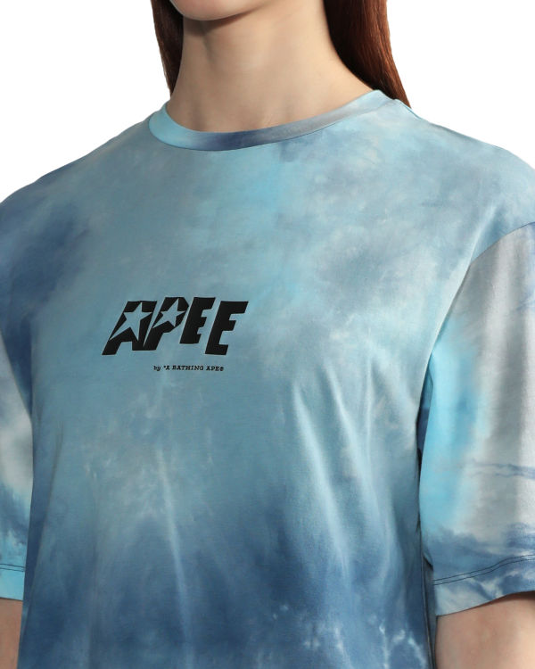 T Shirts Bape Tie-dye graphic slit Bleu Femme | KAE-88079076