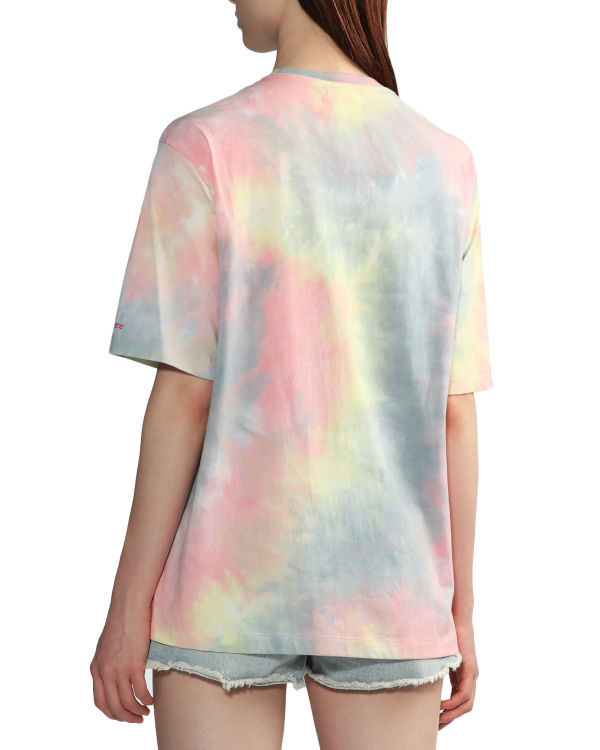 T Shirts Bape Tie-dye graphic slit Rose Femme | QZI-76768720