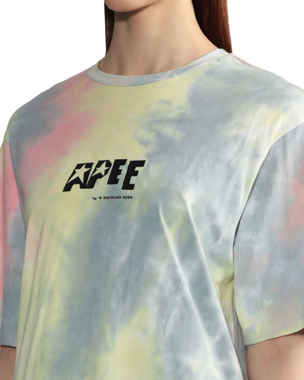 T Shirts Bape Tie-dye graphic slit Rose Femme | QZI-76768720