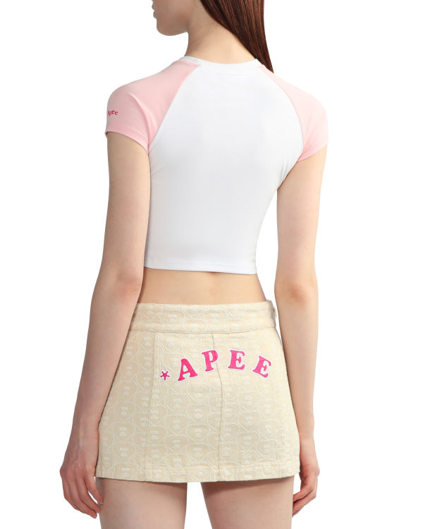 T Shirts Bape Graphique crop raglan Blanche Femme | IQT-78848070