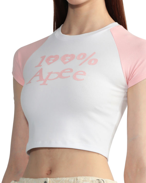 T Shirts Bape Graphique crop raglan Blanche Femme | IQT-78848070