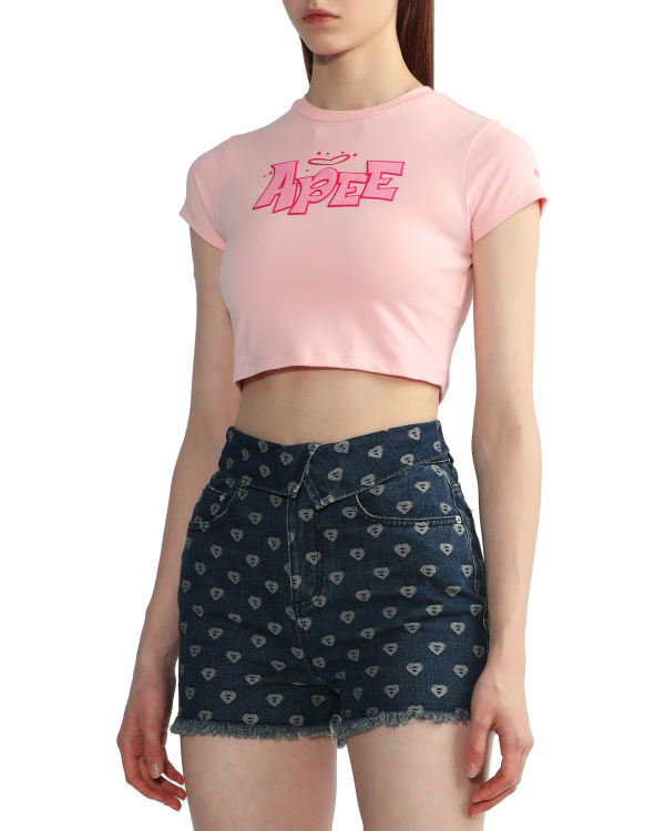 T Shirts Bape Graphique slim-cut Rose Femme | KYA-58783582