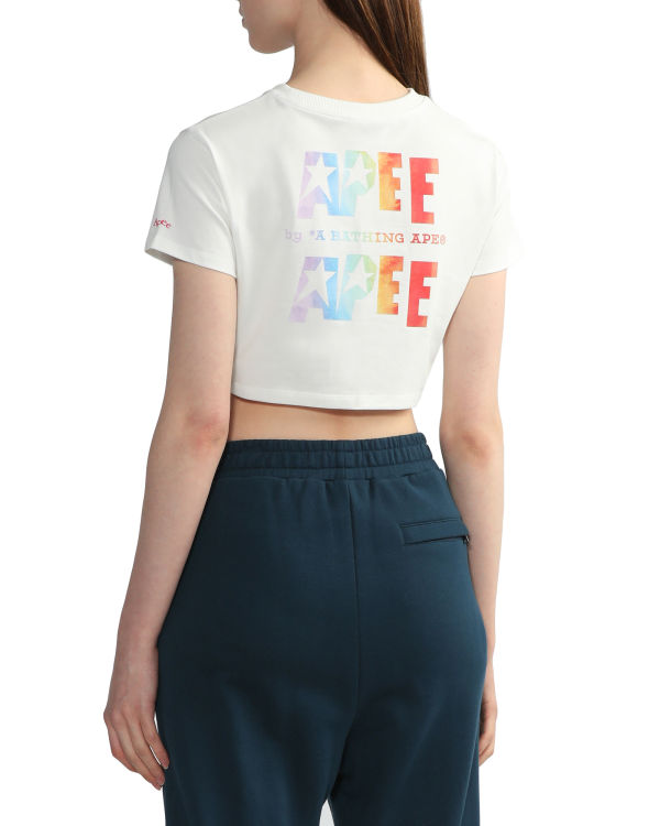 T Shirts Bape Logo printed crop Blanche Femme | ZYU-77261683