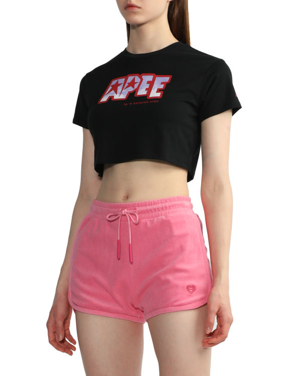 T Shirts Bape Logo printed crop Noir Femme | FSC-23344079